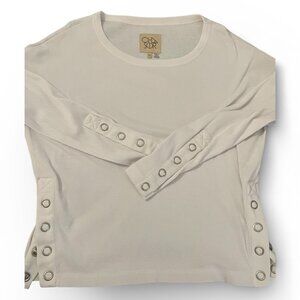 Chaser Lucasia Anthropologie Top White Long Sleeve Pullover Thermal Waffle XS